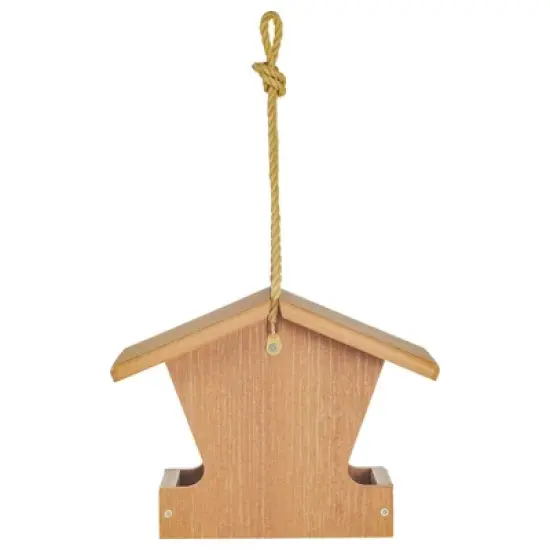 Bird Choice Small Modern Farmhouse Hopper Bird Feeder 7" Natural Teak Brown image {2}