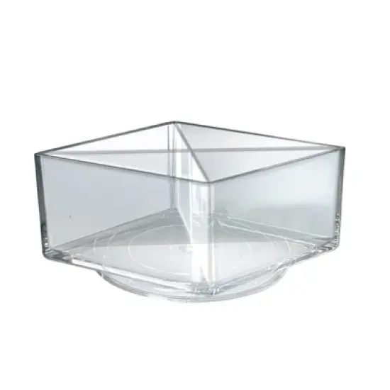 Azar Displays Deluxe Clear Square Bin Four Compartment Revolving Desk Organizer 8"W x 8"D x 4"H image {2}
