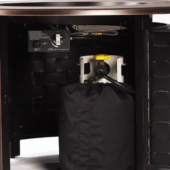 5pc Outdoor Fire Table Set with 44" Round Fire Table, 4 Deep Seating Swivel Rocking Chairs & Table Fabric Covers - Oakland Living image {9}