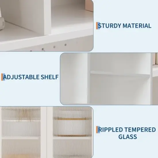 Coucheta 71" Pantry Cabinet - Wooden Sideboard with Microwave Stand, Pegboard & Hutch, Storage Organizer for Dining/Living Room image {6}