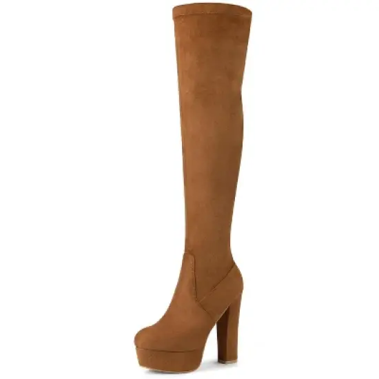 Allegra K Women's Platform Block Heel Over Knee High Boots image {13}