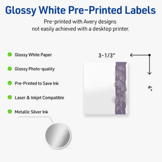 Avery Rectangle Labels, Floral Design, 4" x 3-1/3", 40ct image {1}