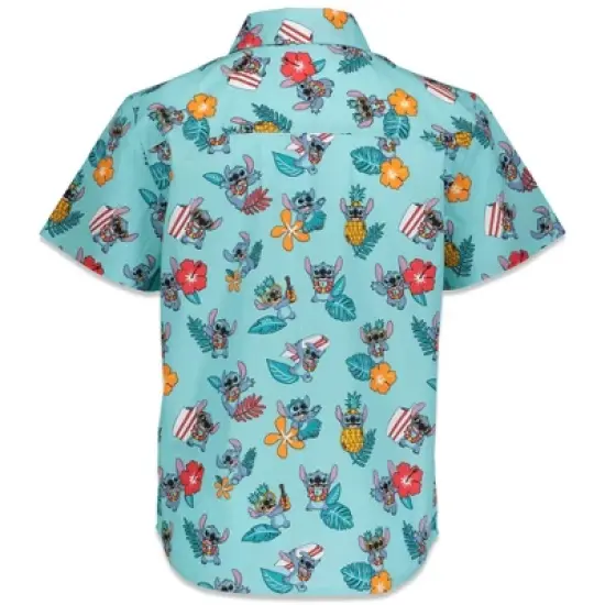 Disney Lilo & Stitch Mickey Mouse Lion King Simba Hawaiian Blue Button Down Shirt Toddler image {1}