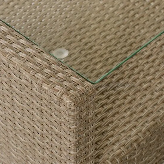 4pc Wicker Patio Conversation Set with Cushions - Beige/Brown - GODEER image {15}