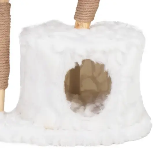 Sevobal Pet Tower Modern Cat Tree, Natural Branch Cat Tower, Luxury Cat Condo, Indoor Cat Furniture, Kitten Cat Gift, White, 34"*17.72"*41.73" image {2}