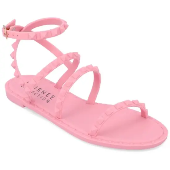 Journee Collection Womens Saphira Multi Strap Studded Jelly Sandal image {12}