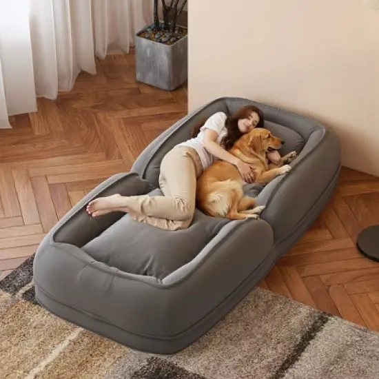 KWPZQEB Foldable Human Dog Bed, Foldable Sofa Bed with 5 Adjustable Position & 2 Pillows, Memory Foam Human Dog Bed for Adults and Pets image {8}