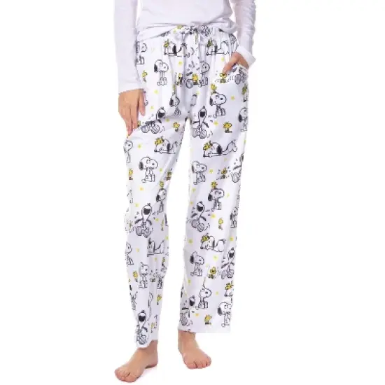 Peanuts Womens' Woodstock Snoopy Characters Friends Sleep Pajama Pants White image {5}