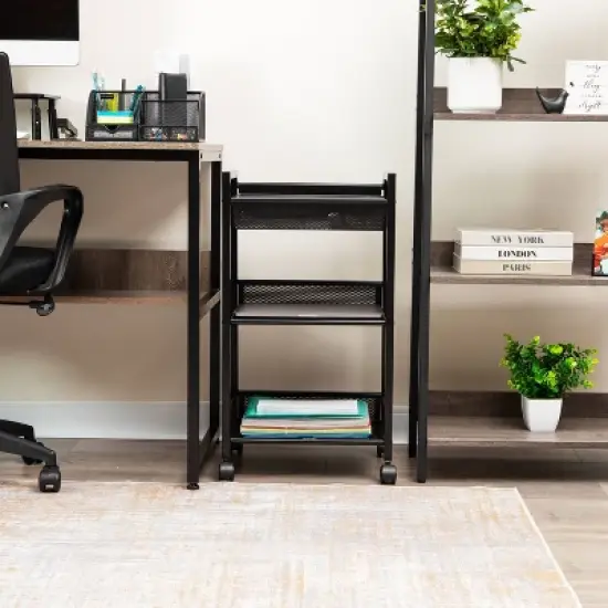Mind Reader 3-Tier Cart with Covered Compartment Storage Metal image {8}