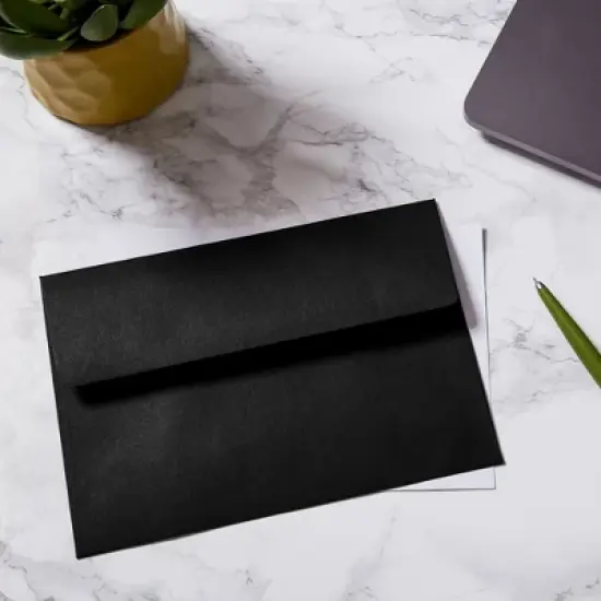 Paper Junkie 50 Pack Black Envelopes - Bulk Black 5.25x7.25 Envelopes for Invitations, Wedding, Graduation, (A7, Square Flap) image {2}