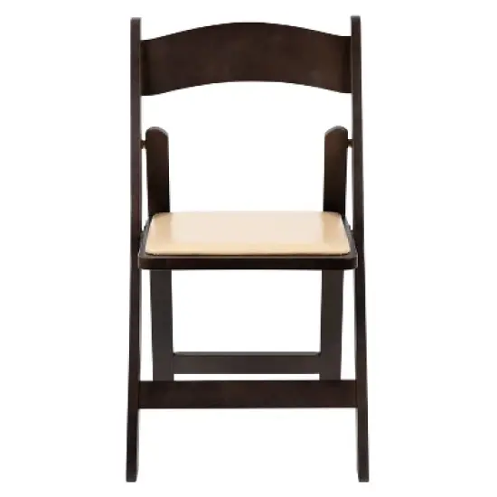 Emma and Oliver Chocolate Wood Folding Chair with Detachable Vinyl Padded Seat image {2}