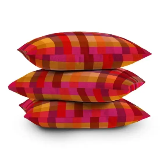 Deny Designs Camilla Foss Gingham Square Outdoor Throw Pillow Red image {3}
