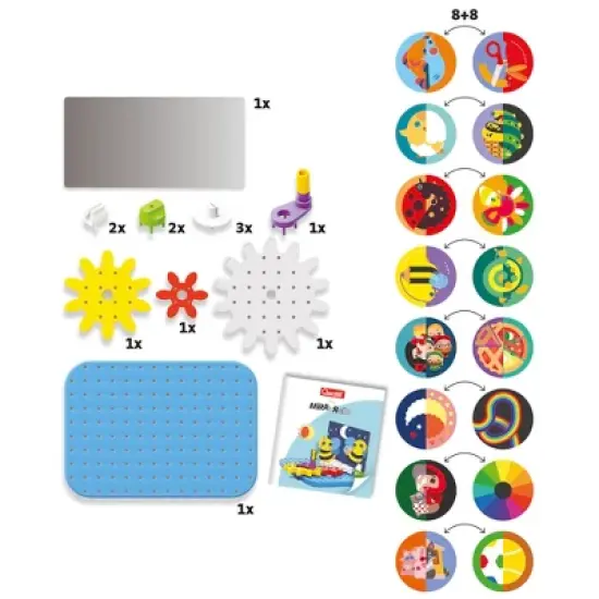 Quercetti: Mirrorello &ndash; Gear Assembly Toy, Crank & Discs, STEM Learning, Kids 4+ image {3}