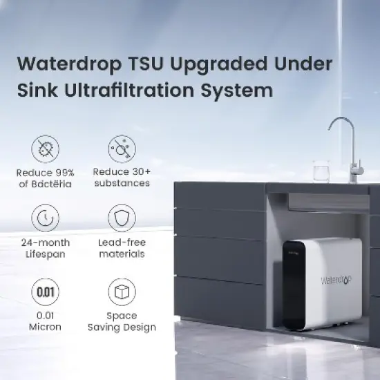 Waterdrop TSU Ultra-Filtration Under Sink Water Filter System with Faucet Extra 1 PP Replacement Filter image {1}