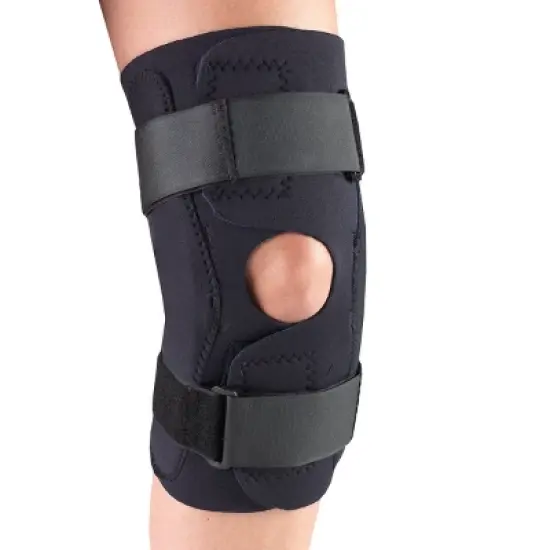 OTC Knee Stabilizer Wrap, Hinged Bars, Neoprene, Black image {3}