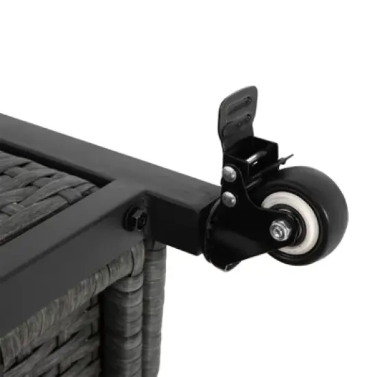 Outdoor Wicker Bar Cart, Island Rolling Cart with Stainless Steel Top, Patio Serving Cart, Beverage Bar Counter Table for Backyard Garden Grey image {5}