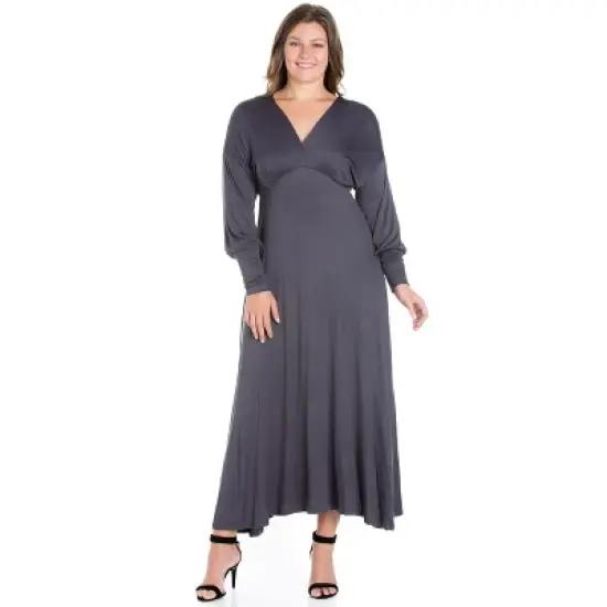 V-Neck Long Sleeve Maxi Plus Size Dress image {5}