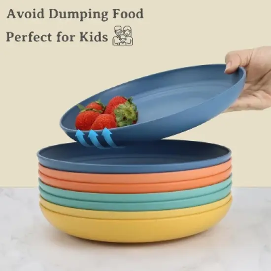 Itopfox Wheat Straw Dinnerware Set of 32, Unbreakable Plates and Bowls for 8, Dishwasher Safe for Kitchen and Camping, Vibrant Series image {3}