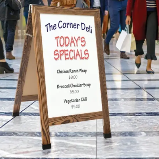 Excello Global Products 40" x 22" Indestructible A-Frame Whiteboard - Brown image {4}