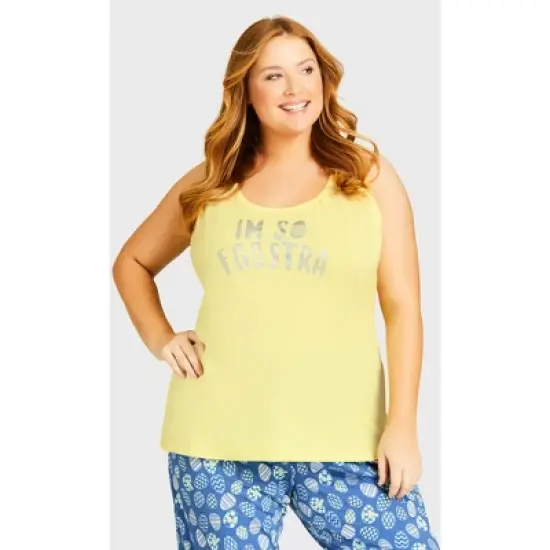 Women's Plus Size Eggstra Sleep Tank - yellow| AVENUE image {4}