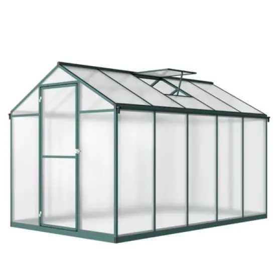 Heavy-Duty Greenhouse Aluminum Walk-In Greenhouse with Adjustable Ventilation and Lockable Door for Vegetables Herbs and Outdoor Plants Green image {7}