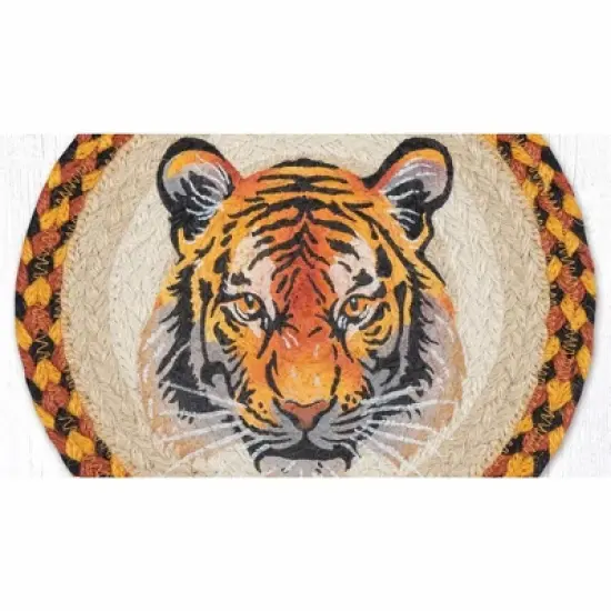 Earth Rugs Hand-Braided Bengal Tiger Round Trivet Hot Pad 10 Inch image {1}