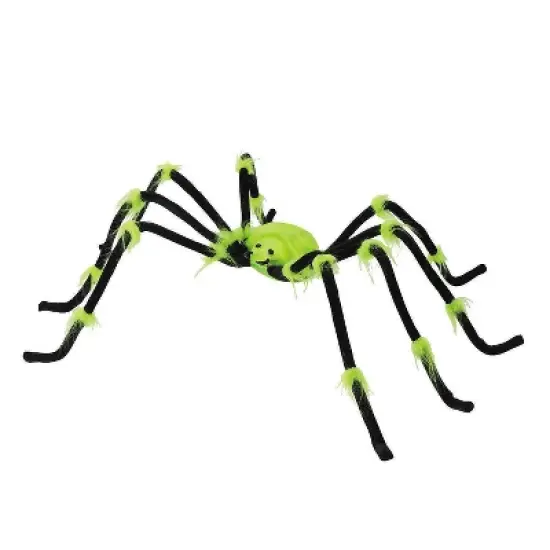 50" x 4" Green Illuminated Spider Halloween Decoration image {1}
