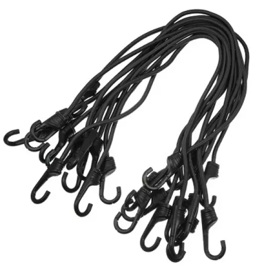 Unique Bargains Strong Elastic Strapping Rope with Hooks for Bicycle Luggage Black 12 Pcs image {8}