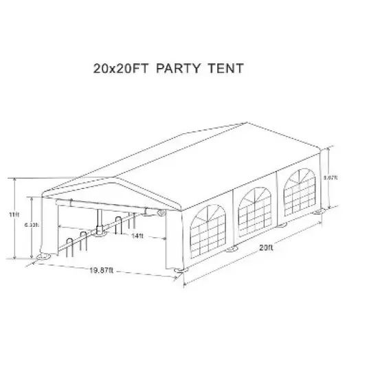 Gulches 20x20 Feet Heavy Duty Party Tent for Outdoor Events, Weddings, BBQs, and Carports with Storage Carry Bags image {6}