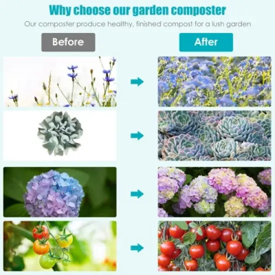 Costway Tumbling Composter 40 Gallon Garden Rotating Compost Bin w/Dual Chamber image {6}