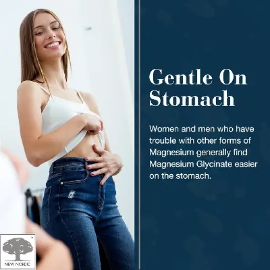 NEW NORDIC Magnesium Glycinate -220 mg Maximum Absorption Tablets with Pine Bark and Long Pepper - Gentle on Stomach for Women and Men image {6}