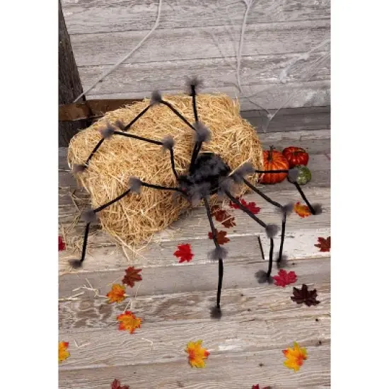 HalloweenCostumes.com One Size Fits Most Halloween Hairy Grey Spider Outdoor & Indoor Decoration | Posable Fury Spider Toy Display,  Black/Gray image {1}