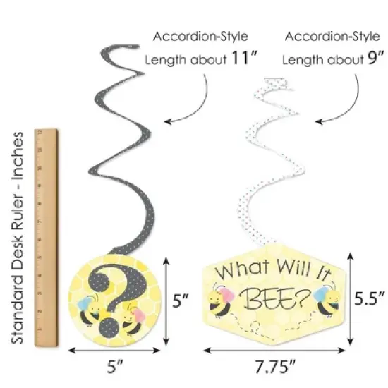 Big Dot of Happiness What Will it Bee - Gender Reveal Hanging Decor - Party Decoration Swirls - Set of 40 image {5}