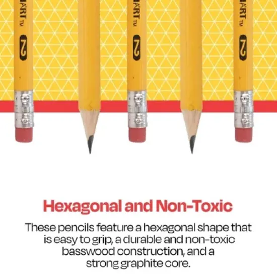 School Smart No 2 Pencils, Pre-Sharpened, Hexagonal with Latex-Free Erasers, Pack of 96 image {4}