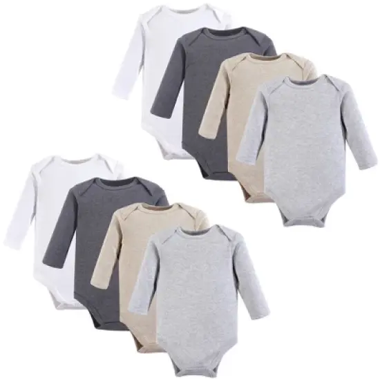 Hudson Baby Cotton Long-Sleeve Bodysuits 8pk, Heather Gray image {1}