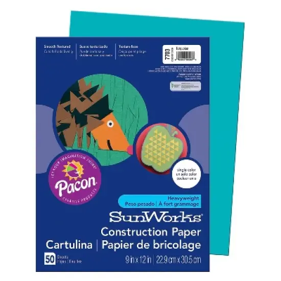 Pacon Prang Construction Paper Turquoise 9" x 12" 50 Sheets Per Pack 10 Packs (PAC7703-10) image {1}