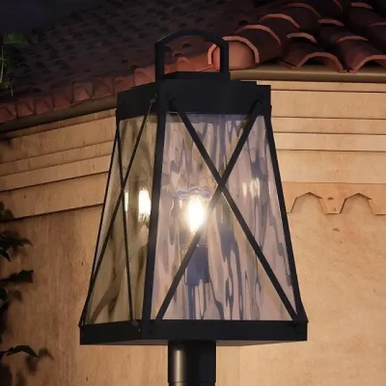 Urban Ambiance Luxury English Country Outdoor Post/Pier Light,  21-3/4"H x 10-1/2"W,  Midnight Black, UHP1057 image {7}