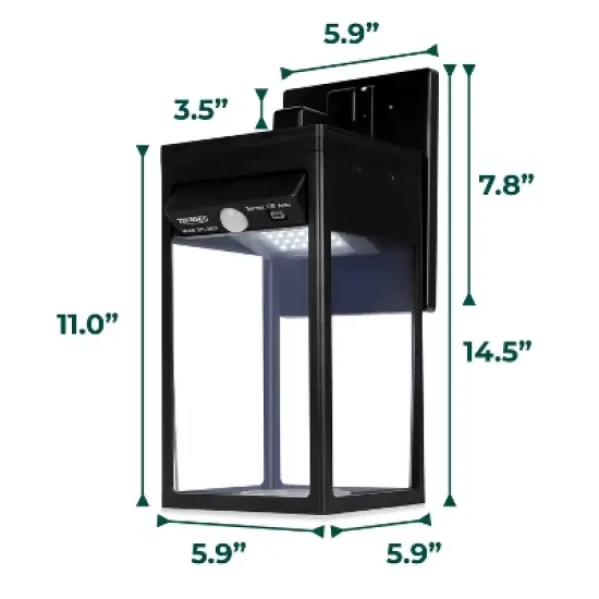 Techko Maid Solar Wall Light Sconce with Motion Sensor Matte Black image {6}