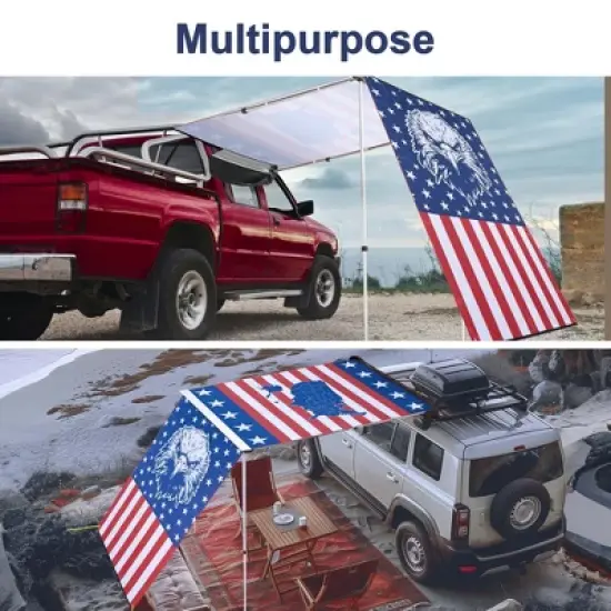 Yescom 4.4x6.6 Ft Vehicle Awning w/ Eagle Side Wall Roof Rack Pull-Out Sun Shade Travel Gray image {3}