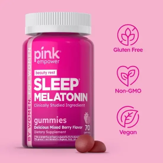 Pink Vitamins Beauty Rest Melatonin Vegan Gummies - Natural Berry - 70ct image {5}