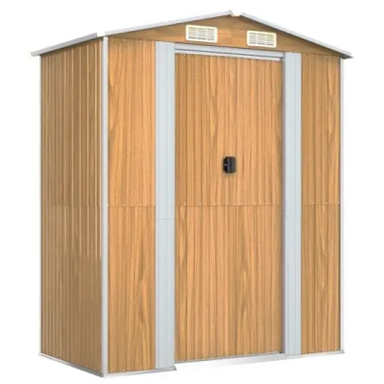 vidaXL Garden Shed Light brown Galvanized steel 75.6x42.5x87.8 in image {8}