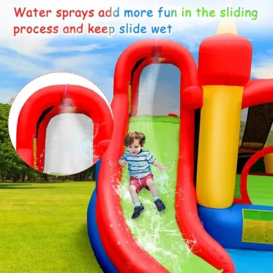 Costway Inflatable Water Slide Jumping Bounce House Bouncy Splash Park image {6}