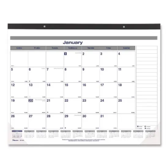 Net Zero Carbon Monthly Desk Pad Calendar, 22 x 17, White/Gray/Blue Sheets, Black Binding, 12-Month (Jan to Dec): 2026 image {4}