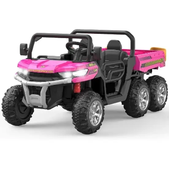 24V 2-Seater Ride On Dump Truck for Kids, 4WD 6-Wheel Electric Car with Parent Remote Control, Bluetooth Music & Dump Bed image {12}