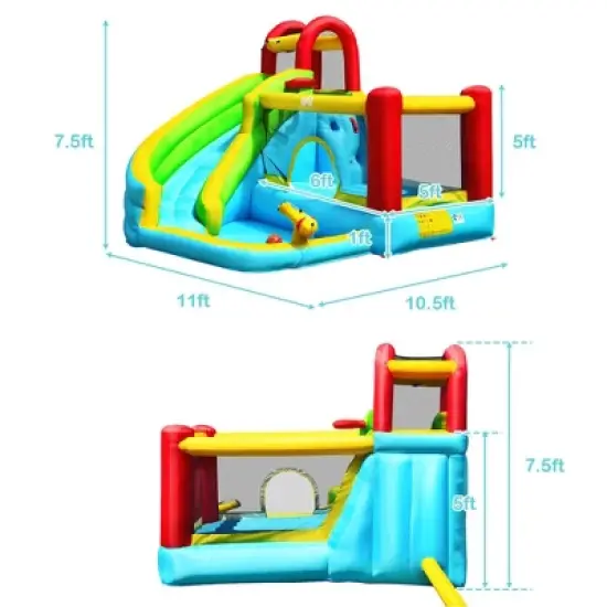 Costway Inflatable Kids Water Slide Jumper Bounce House Splash Water Pool W/ 480W Blower image {1}