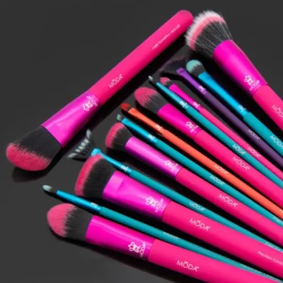 MODA Brush Ultimate Originals 14pc Makeup Brush Kit, Includes Stippled, Foundation, and Pointed Liner Makeup Brushes image {1}