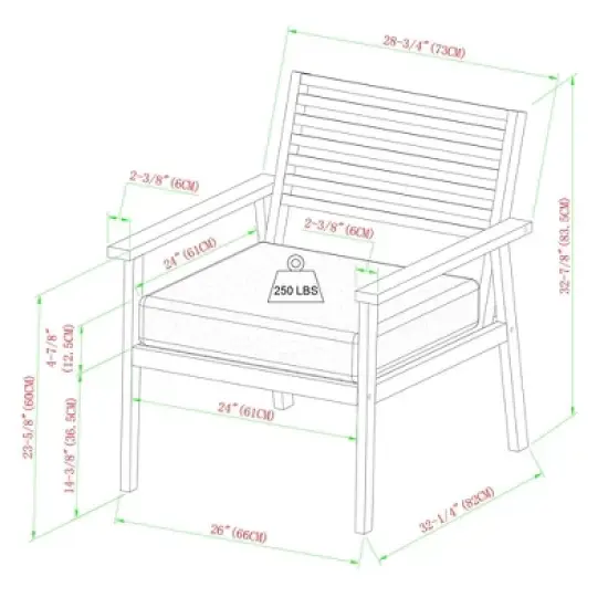 Saracina Home Mid-Century Modern Slatted Outdoor Acacia Arm Chair 
 image {5}