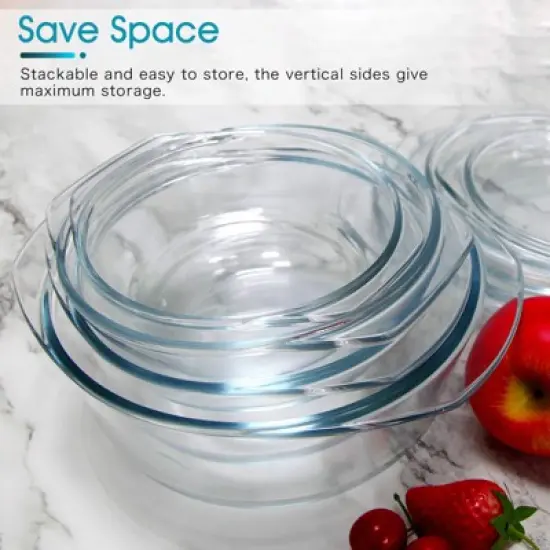 Itopfox Small Round Glass Casserole Dish with Lid, Microwave and Oven Safe Mini Glass Bowl for Cooking and Serving image {5}