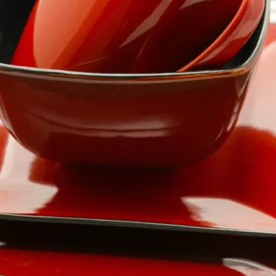 16pc Stoneware Heart Dinnerware Set Red - Elama image {2}