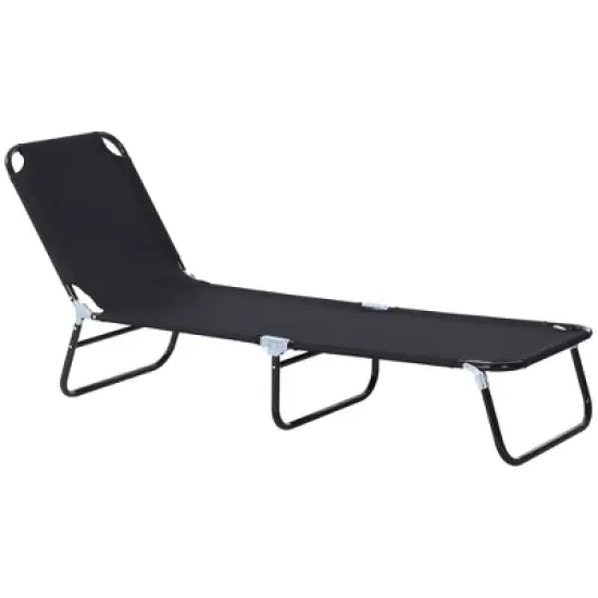 Outsunny Portable Outdoor Sun Lounger, Lightweight Folding Chaise Lounge Chair w/ 5-Position Adjustable Backrest for Beach, Poolside and Patio image {8}